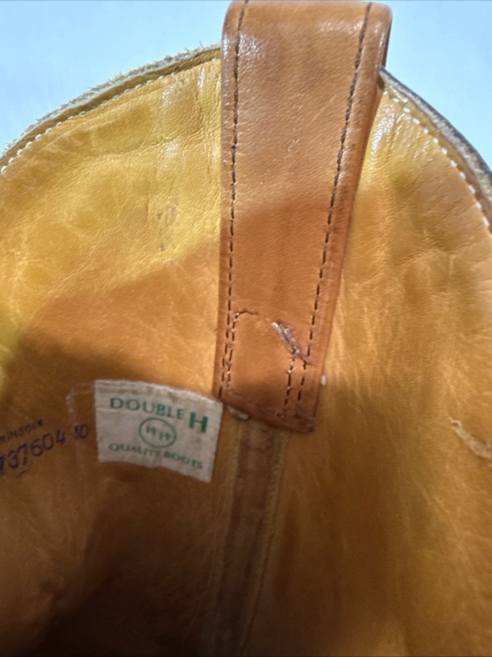 Double H Boots - Womens 6.5 - Leather Cowboy Western Tan Brown Horse Barn Farm - Picture 11 of 16